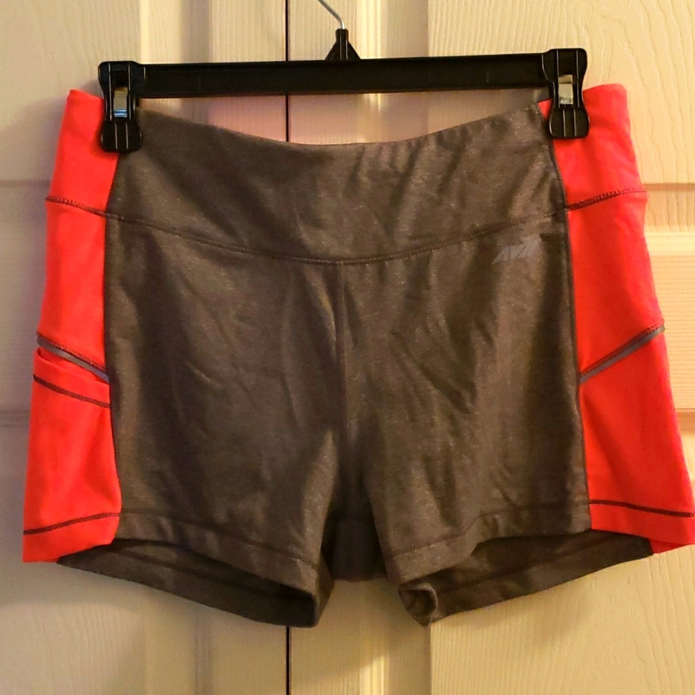 Athletic shorts, gray/neon pink, brand Avia, size M